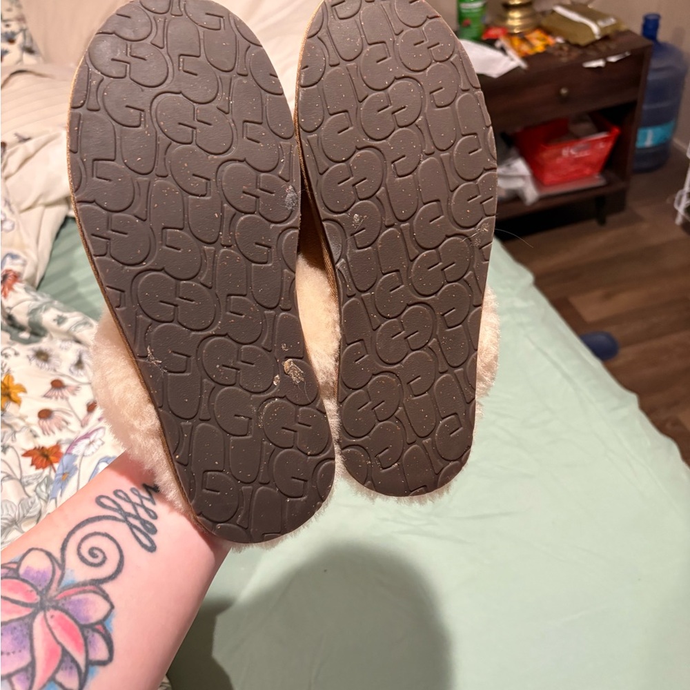 UGG Tan and Cream Shearling Slippers - Picture 3 of 3